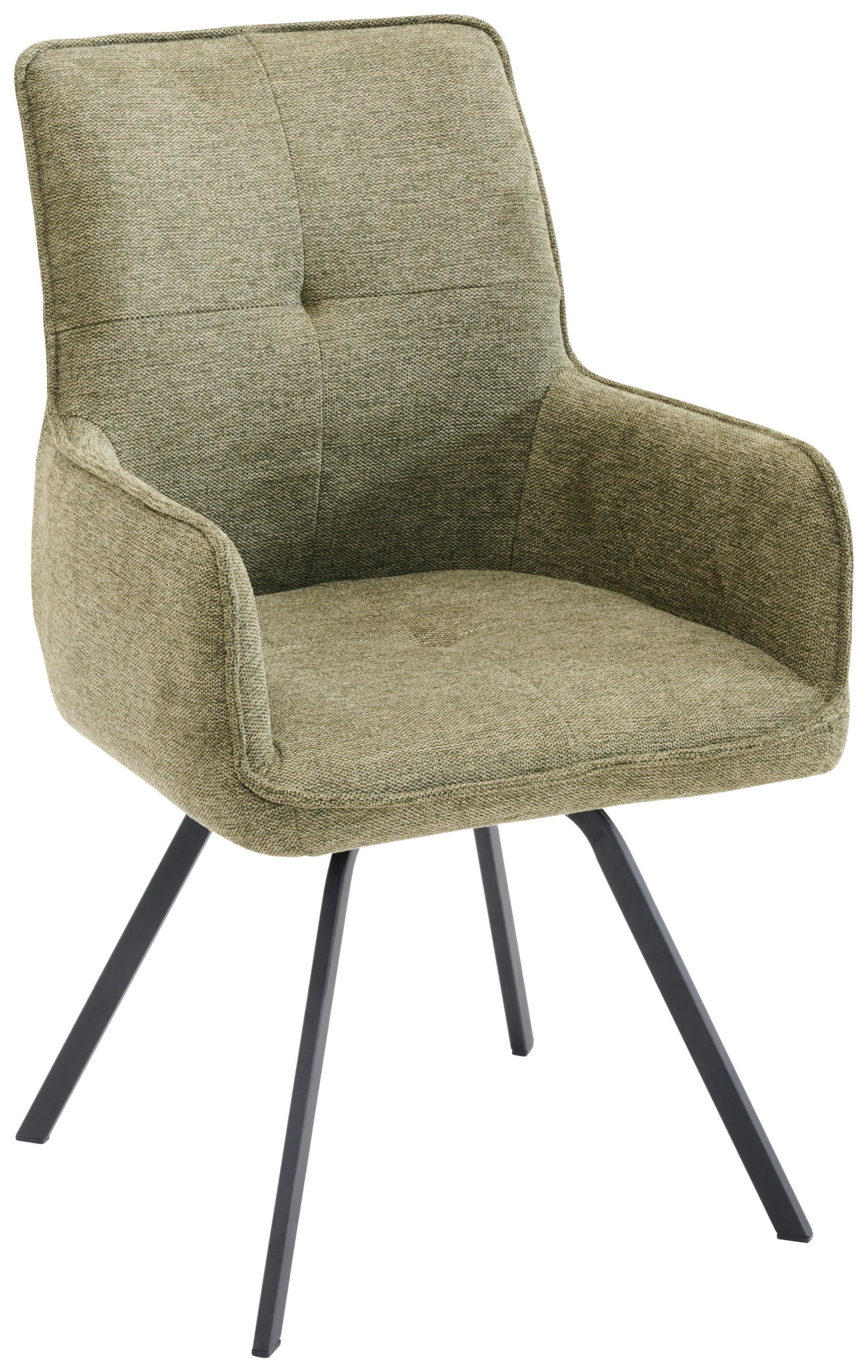 ARMLEHNSTUHL  in Stahl Chenille  - Schwarz/Grün, Design, Textil/Metall (56/89/62cm) - Welnova