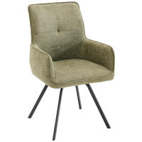 ARMLEHNSTUHL  in Stahl Chenille  - Schwarz/Grün, Design, Textil/Metall (56/89/62cm) - Welnova