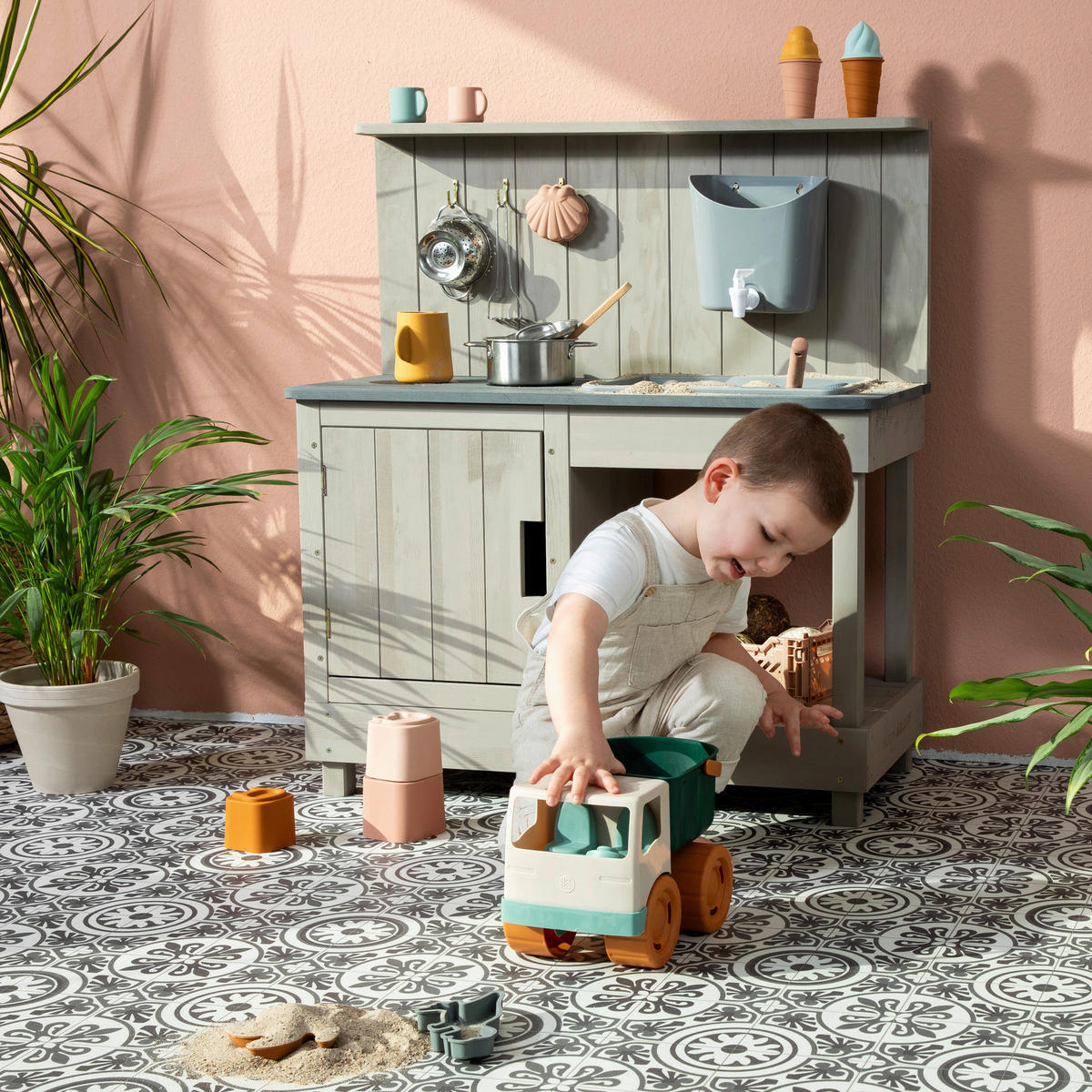 MATSCHKÜCHE  - Hellgrau, Basics, Holz (80/40/90cm) - MUDDY BUDDY