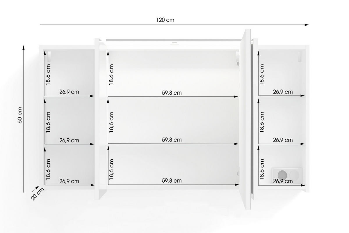 SPIEGELSCHRANK 120/60/20 cm  - Anthrazit, MODERN, Glas/Holzwerkstoff (120/60/20cm) - MID.YOU