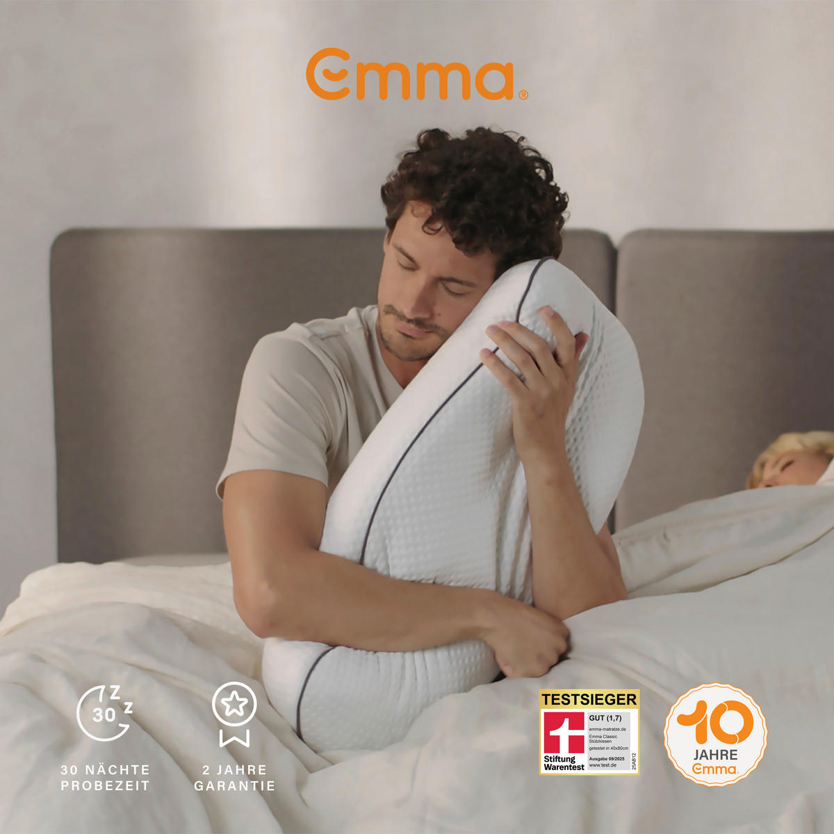 NACKENSTÜTZKISSEN 80/40 cm EMMA  - Weiß, Basics, Textil (80/40cm) - Emma