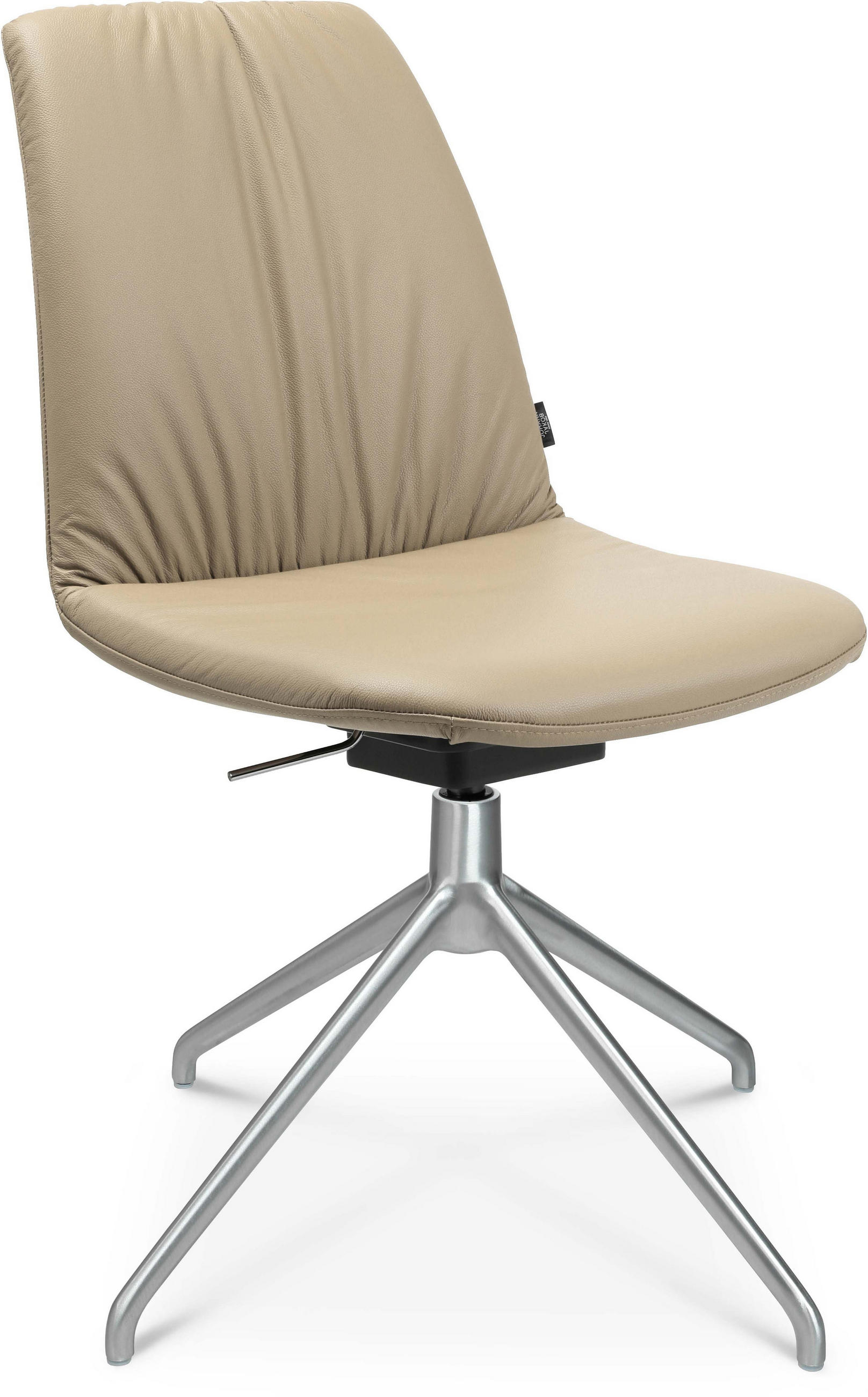 STUHL  in Aluminium Echtleder pigmentiert Metall, Leder  - Beige/Alufarben, Design, Leder/Metall (46/81,5-84,5/55cm) - Johann Jakob