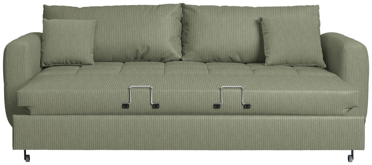 SCHLAFSOFA Cord, Velours Grün Stoffauswahl, Bettfunktion erhältlich, Rücken echt, Armteil links, Armteil rechts  - Schwarz/Grün, Design, Holz/Textil (236/88/101cm) - Lomoco