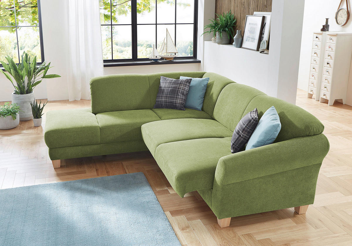 ECKSOFA in Flachgewebe Grün  - Naturfarben/Grün, Konventionell, Holz/Textil (212/257cm) - Sit & More