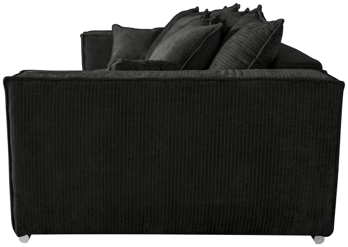 BIGSOFA in Flachgewebe Schwarz  - Chromfarben/Schwarz, KONVENTIONELL, Textil/Metall (256/68/122cm) - Carryhome