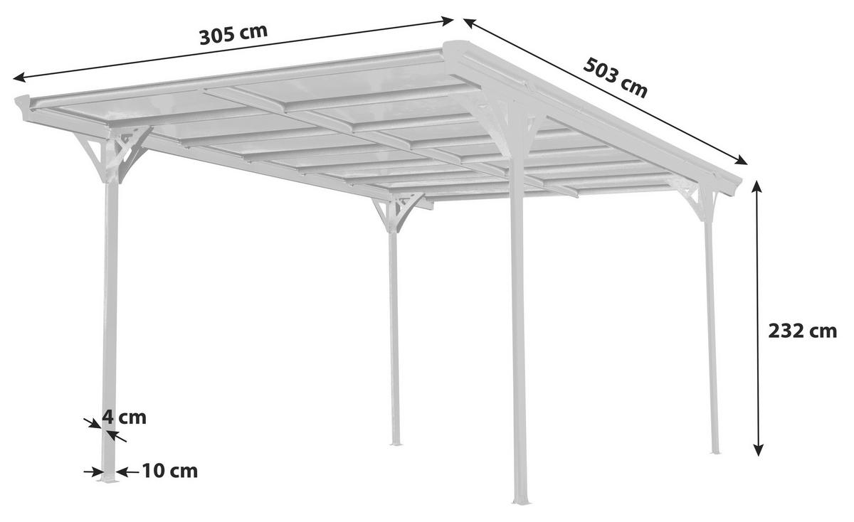 CARPORT - Weiß, Basics, Kunststoff/Metall (305/232/503cm)