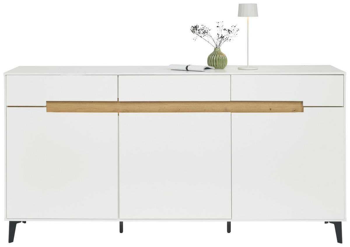 SIDEBOARD 176/89/40 cm  - vit/svart, Modern, metall/trämaterial (176/89/40cm) - Novel