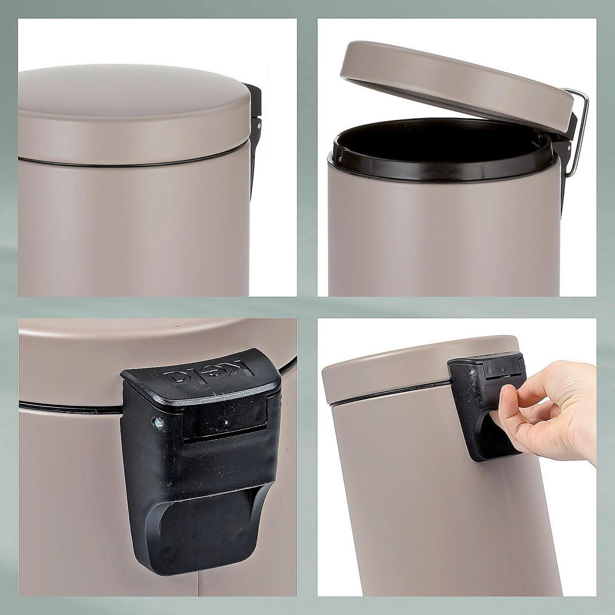 KOSMETIKEIMER MONACO 3 L  - Schwarz/Braun, Basics, Kunststoff/Metall (17/26cm) - Kela