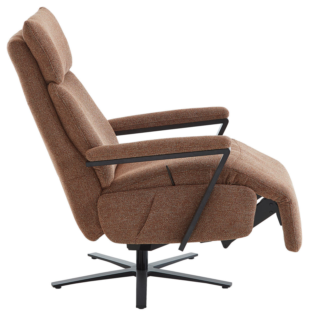 RELAXSESSEL in Textil Kupferfarben  - Schwarz/Kupferfarben, Design, Textil/Metall (68/117/85cm) - Cantus