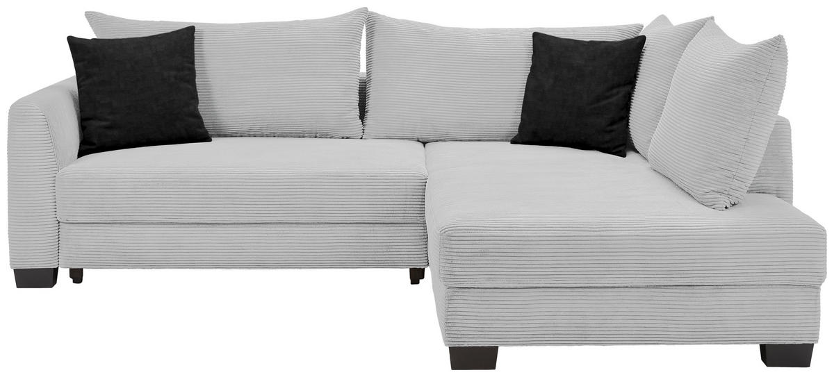 ECKSOFA in Cord Grau  - Anthrazit/Schwarz, KONVENTIONELL, Holz/Textil (267/181cm) - Carryhome