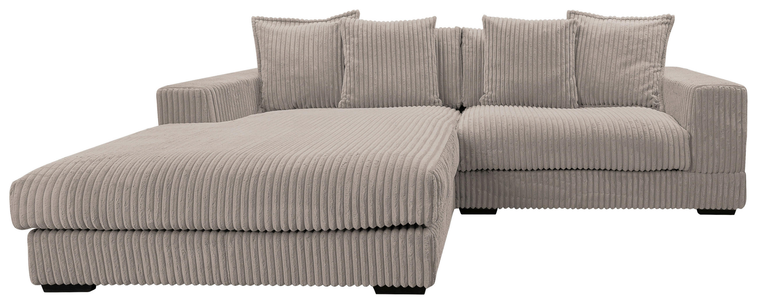 ECKSOFA in Cord Taupe  195/285 cm  - Taupe/Schwarz, Design, Kunststoff/Textil (195/285cm) - MID.YOU
