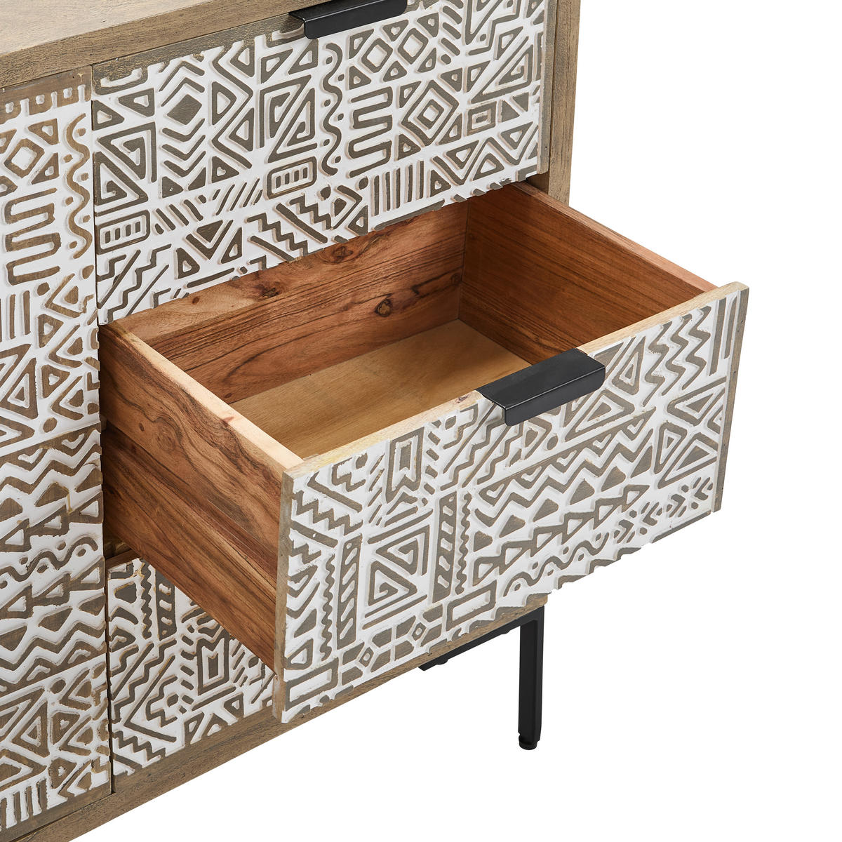 SIDEBOARD  in 145/85/40 cm  - Schwarz/Weiß, Natur, Holz/Metall (145/85/40cm) - Livetastic