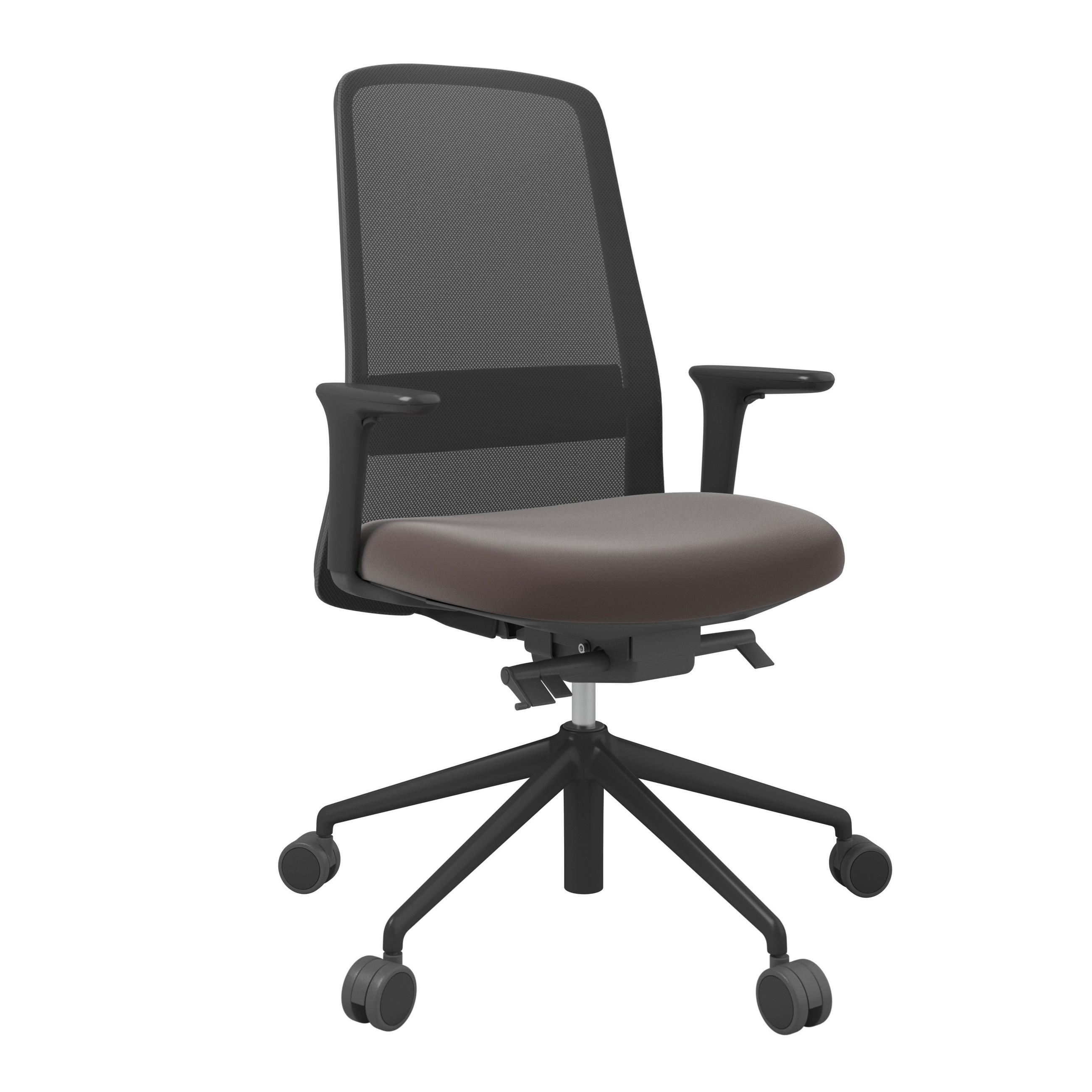 DREHSTUHL Lederlook Schwarz, Dunkelbraun  - Dunkelbraun/Schwarz, MODERN, Kunststoff/Textil (70/103-115/70cm)