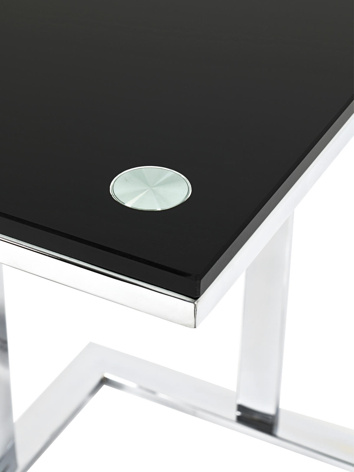 BEISTELLTISCH in Metall, Glas 54/37/58 cm  - Chromfarben/Schwarz, Natur, Glas/Metall (54/37/58cm)