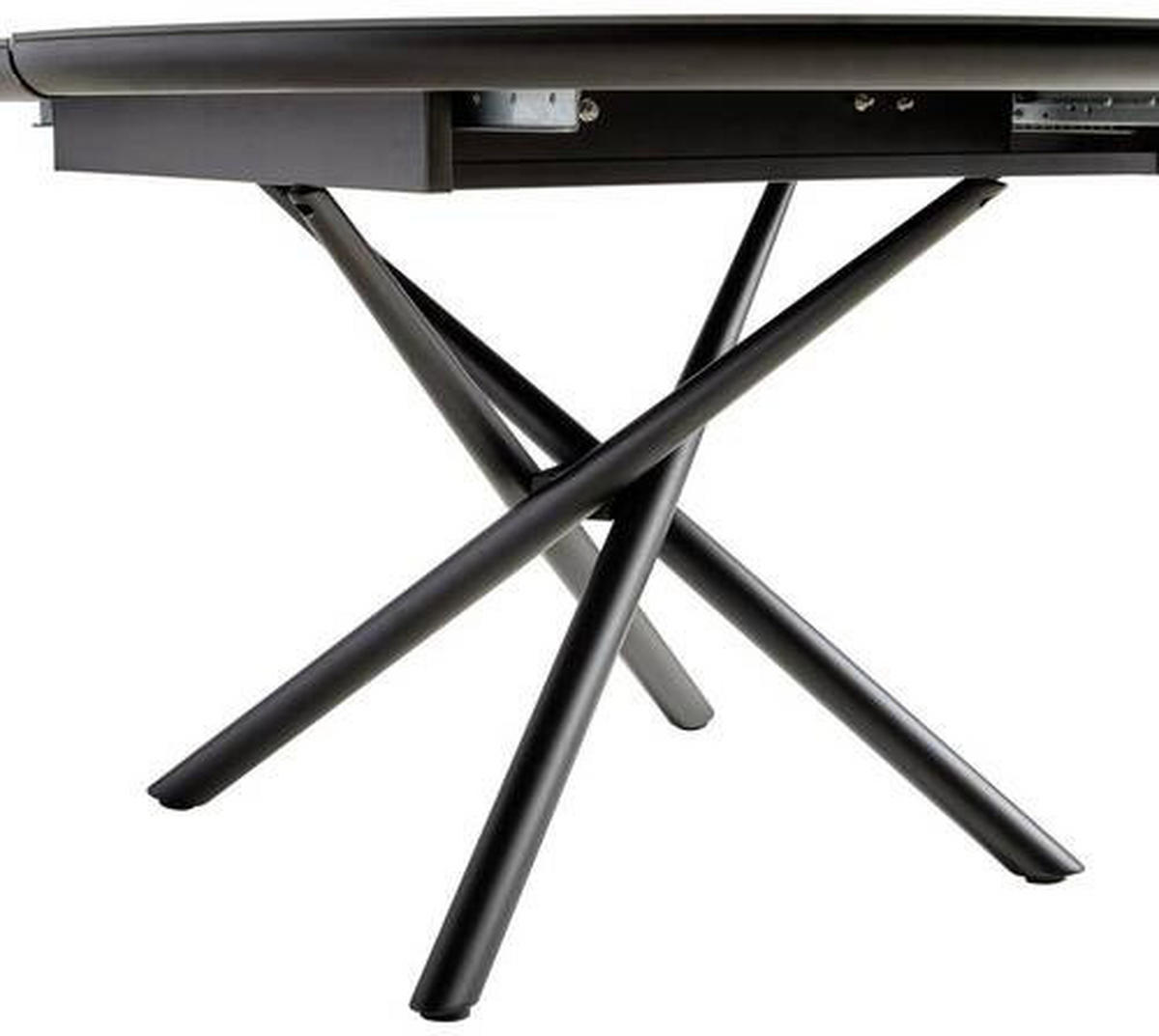 ESSTISCH 120-160/120/76 cm Nachbildung  Metall, Keramik, Holzwerkstoff ausziehbar rund Schwarz  - Schwarz, MODERN, Keramik/Holzwerkstoff (120-160/120/76cm) - MID.YOU