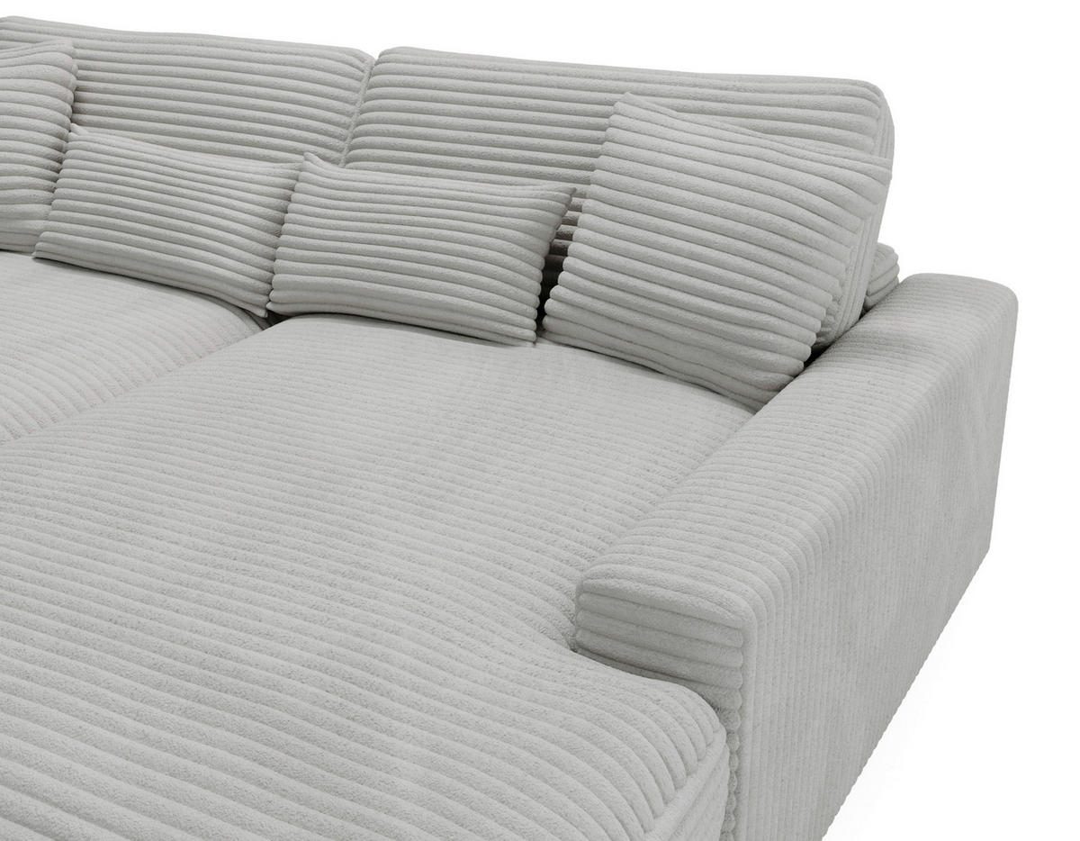 BIGSOFA in Cord Hellgrau  - Hellgrau/Schwarz, MODERN, Kunststoff/Textil (230/85/190cm) - Carryhome