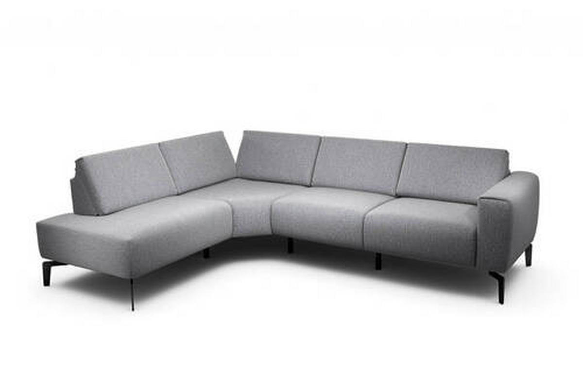 ECKSOFA in Chenille Anthrazit  193/256 cm  - Anthrazit/Schwarz, Design, Textil/Metall (193/256cm) - SENSOO