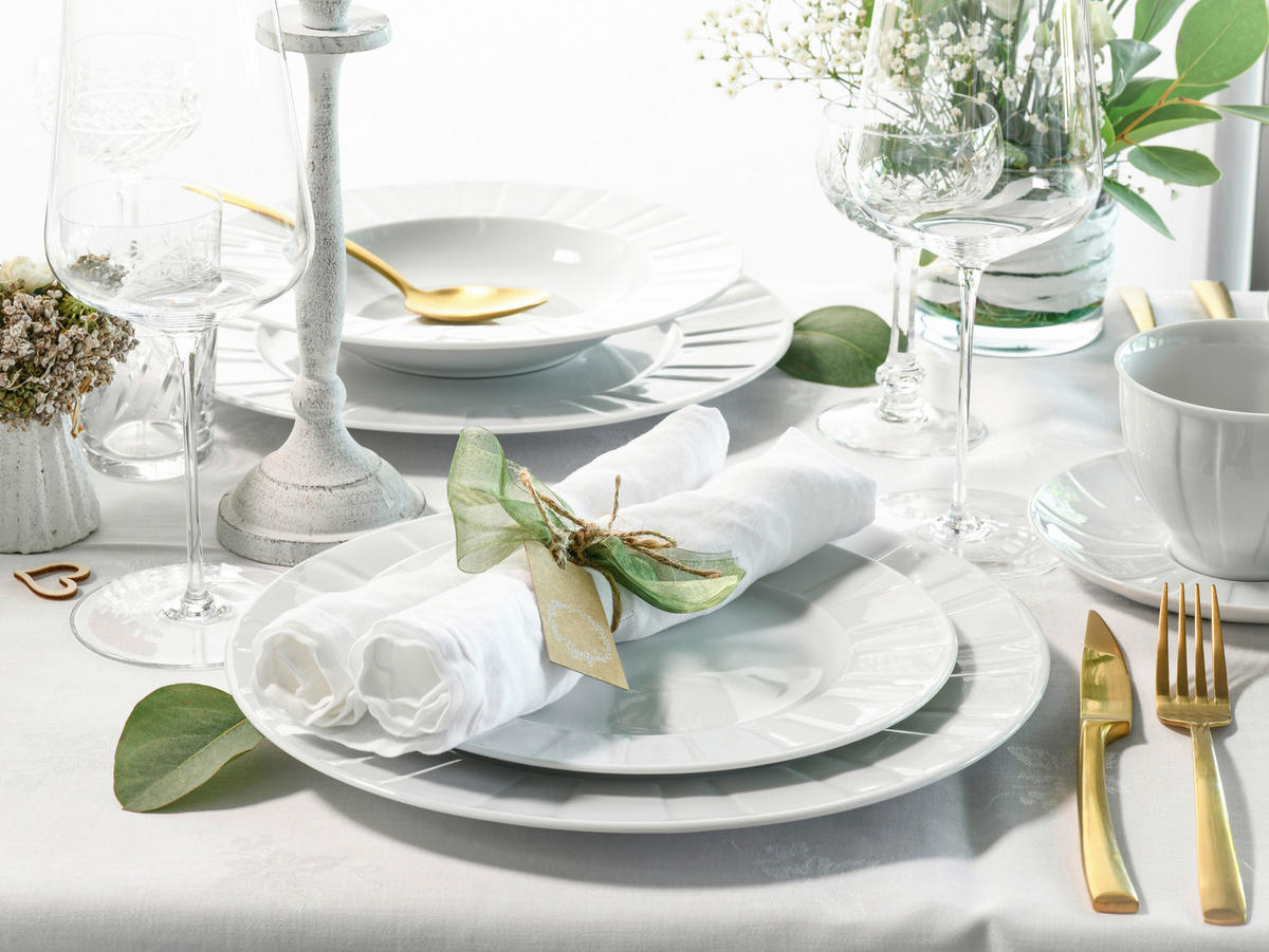 KOMBINOVANÁ SOUPRAVA, 30dílné, porcelán - bílá, Basics, keramika - Creatable