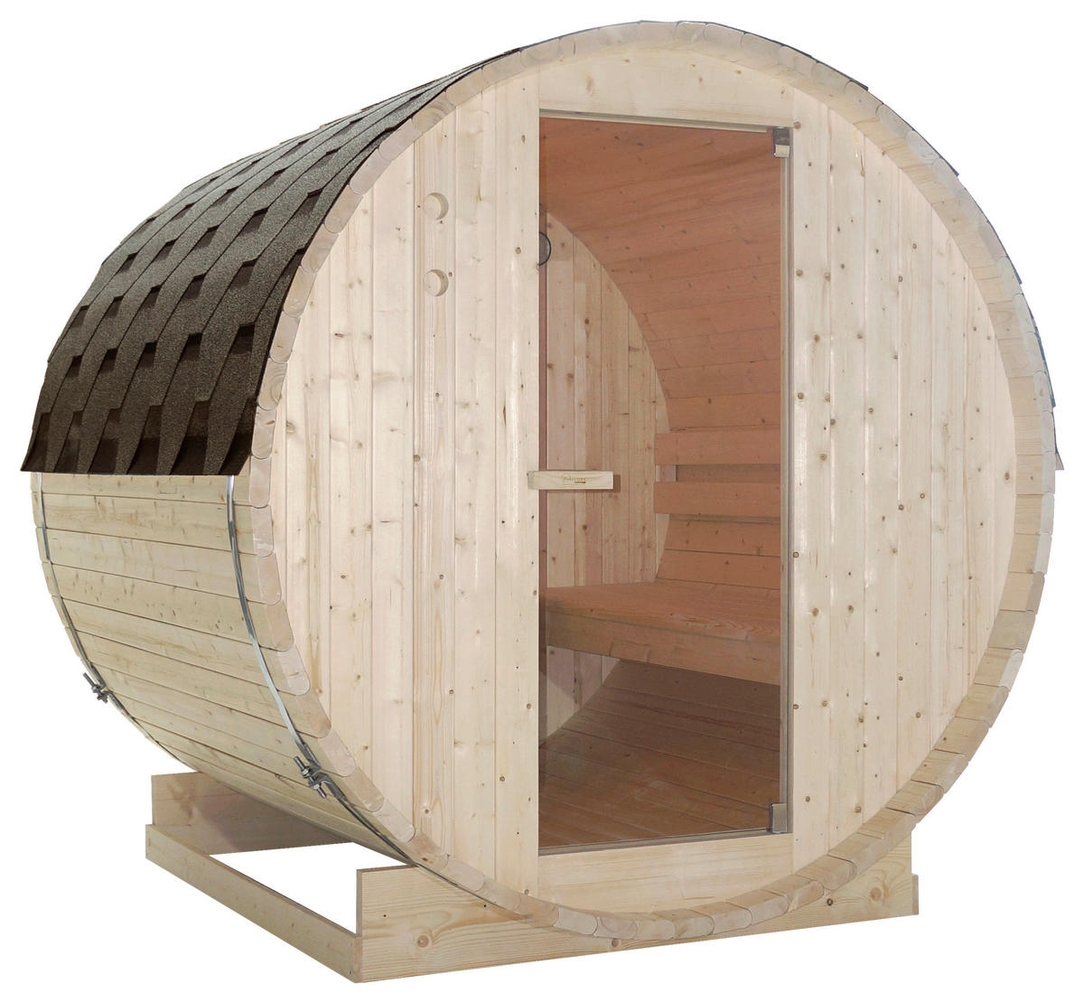 SAUNAFASS für 4 Personen Tromsö L  - Fichtefarben, KONVENTIONELL, Glas/Holz (189/180/191,5cm) - Sanotechnik