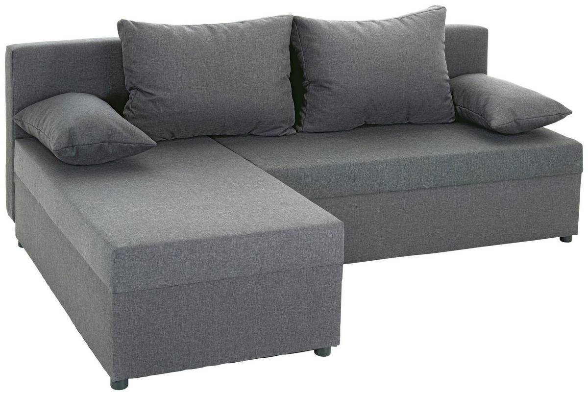 ECKSOFA Grau Webstoff  - Schwarz/Grau, Design, Kunststoff/Textil (195/147cm) - P & B