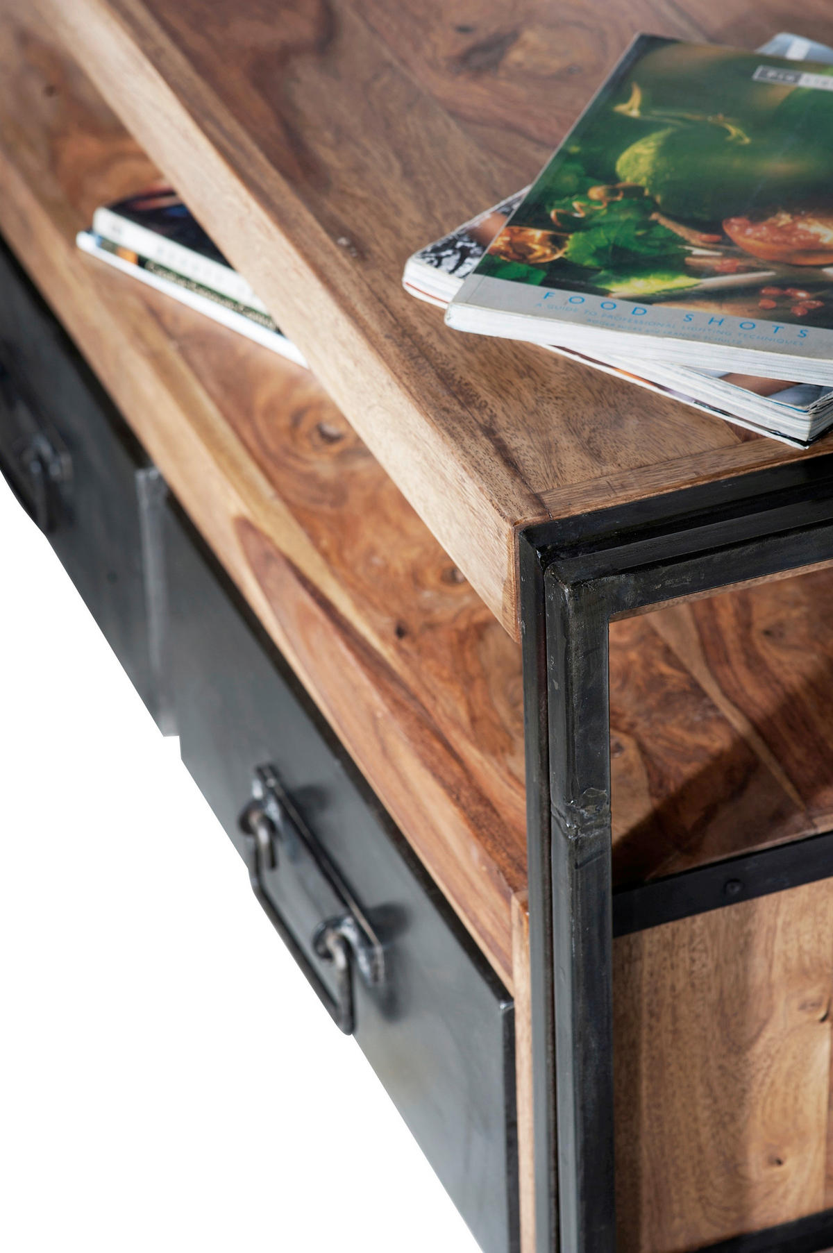 LOWBOARD  112/55/40 cm 2 Schublade(n) Typenauswahl, Beimöbel erhältlich, stehend  - Schwarz/Naturfarben, Design, Holz/Metall (112/55/40cm) - MID.YOU