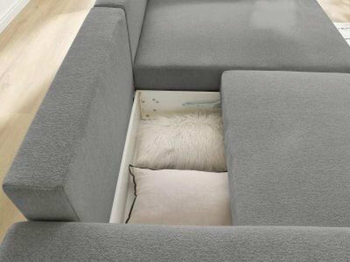 ECKSOFA Ottomane rechts  ATILLA Dunkelgrau Flachgewebe  - Dunkelgrau/Schwarz, MODERN, Kunststoff/Textil (244/149cm)