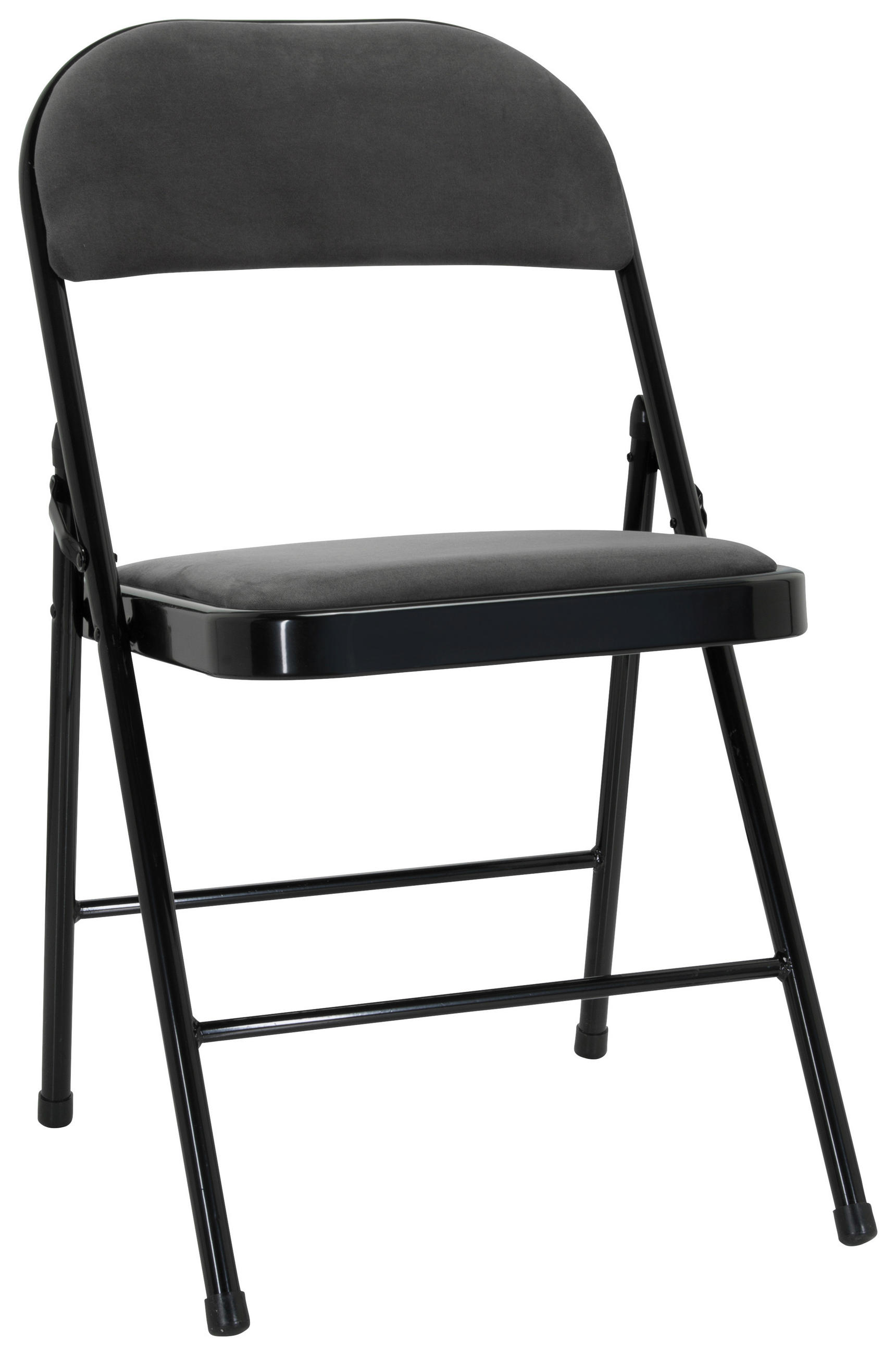 KLAPPSTUHL Samt Schwarz, Dunkelgrau  - Dunkelgrau/Schwarz, Basics, Textil/Metall (44/80/49cm) - MID.YOU