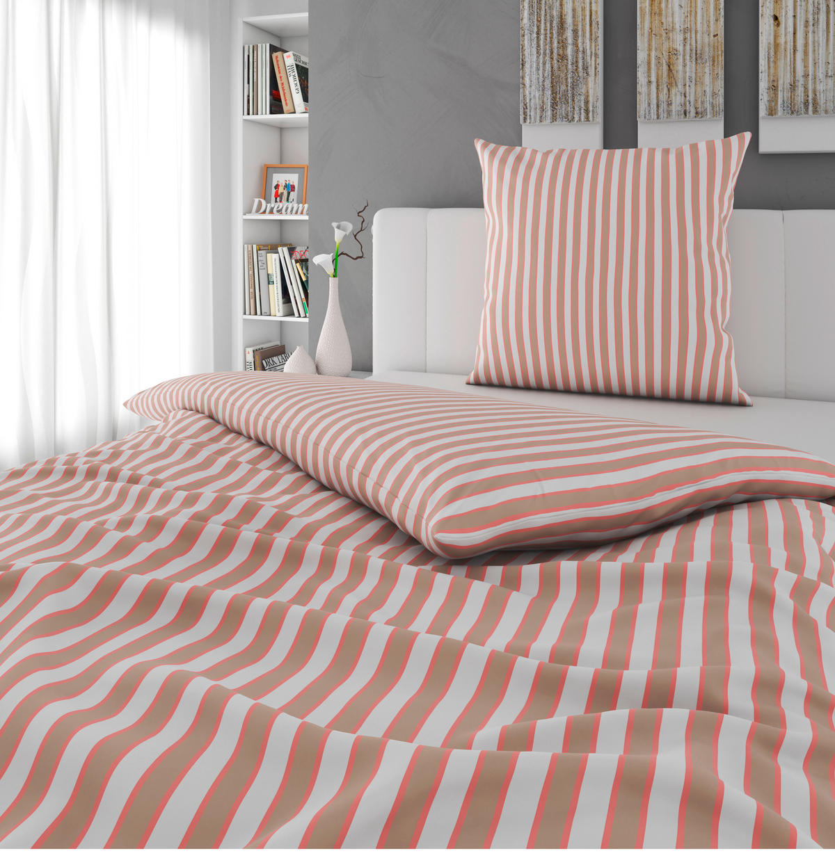 BETTWÄSCHE Renforcé 155/220 cm  - Braun/Weiß, Textil (155/220cm) - Novel