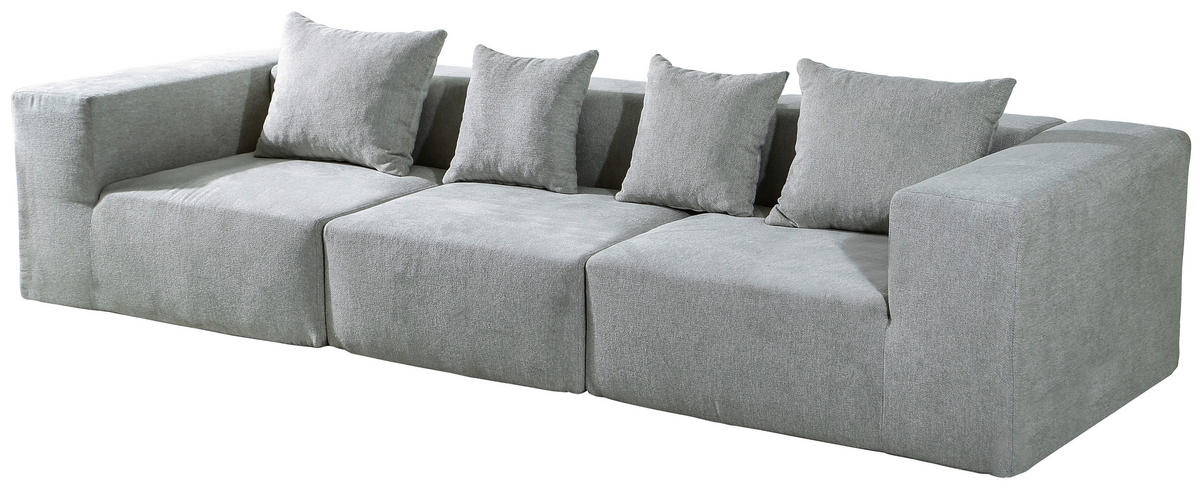 3-SITZER-SOFA in Leinenoptik Grau  - Grau, Design, Textil (300/60/100cm) - P & B