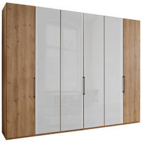 FALTTÜRENSCHRANK 300/236/58 cm 6-türig Weiß, Eiche Bianco  - Schieferfarben/Eiche Bianco, KONVENTIONELL, Glas/Holzwerkstoff (300/236/58cm) - Dieter Knoll