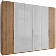 FALTTÜRENSCHRANK 300/236/58 cm 3-türig Weiß, Eiche Bianco  - Schieferfarben/Eiche Bianco, KONVENTIONELL, Glas/Holzwerkstoff (300/236/58cm) - Dieter Knoll