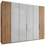 FALTTÜRENSCHRANK 300/236/58 cm 3-türig Weiß, Eiche Bianco  - Schieferfarben/Eiche Bianco, KONVENTIONELL, Glas/Holzwerkstoff (300/236/58cm) - Dieter Knoll