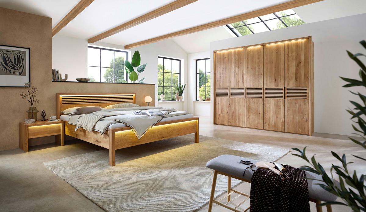BETT 200/220 cm  Eichefarben   - Eichefarben, Modern, Holz (200/220cm) - Livetastic
