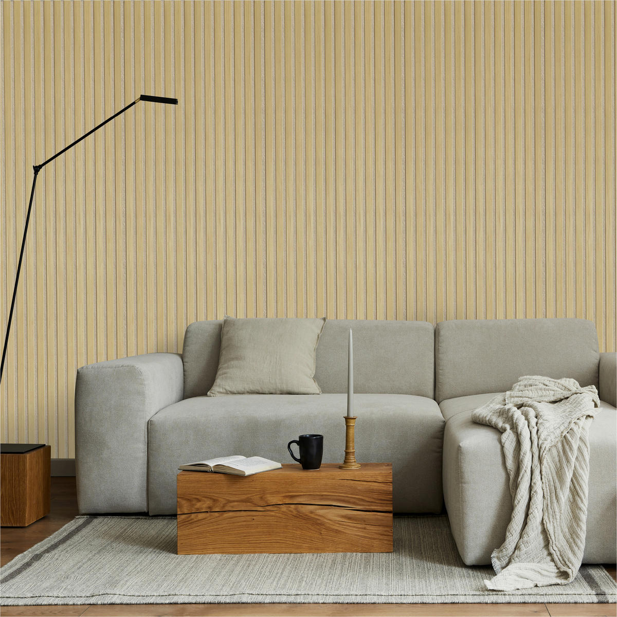 AKUSTIKPANEEL Echtholz Lean  - Eichefarben/Beige, KONVENTIONELL, Holz/Kunststoff (244/28/1.6cm) - Novel