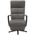 RELAXSESSEL in Leder Grau  - Schwarz/Grau, Design, Leder/Metall (64/112/80cm) - Cantus