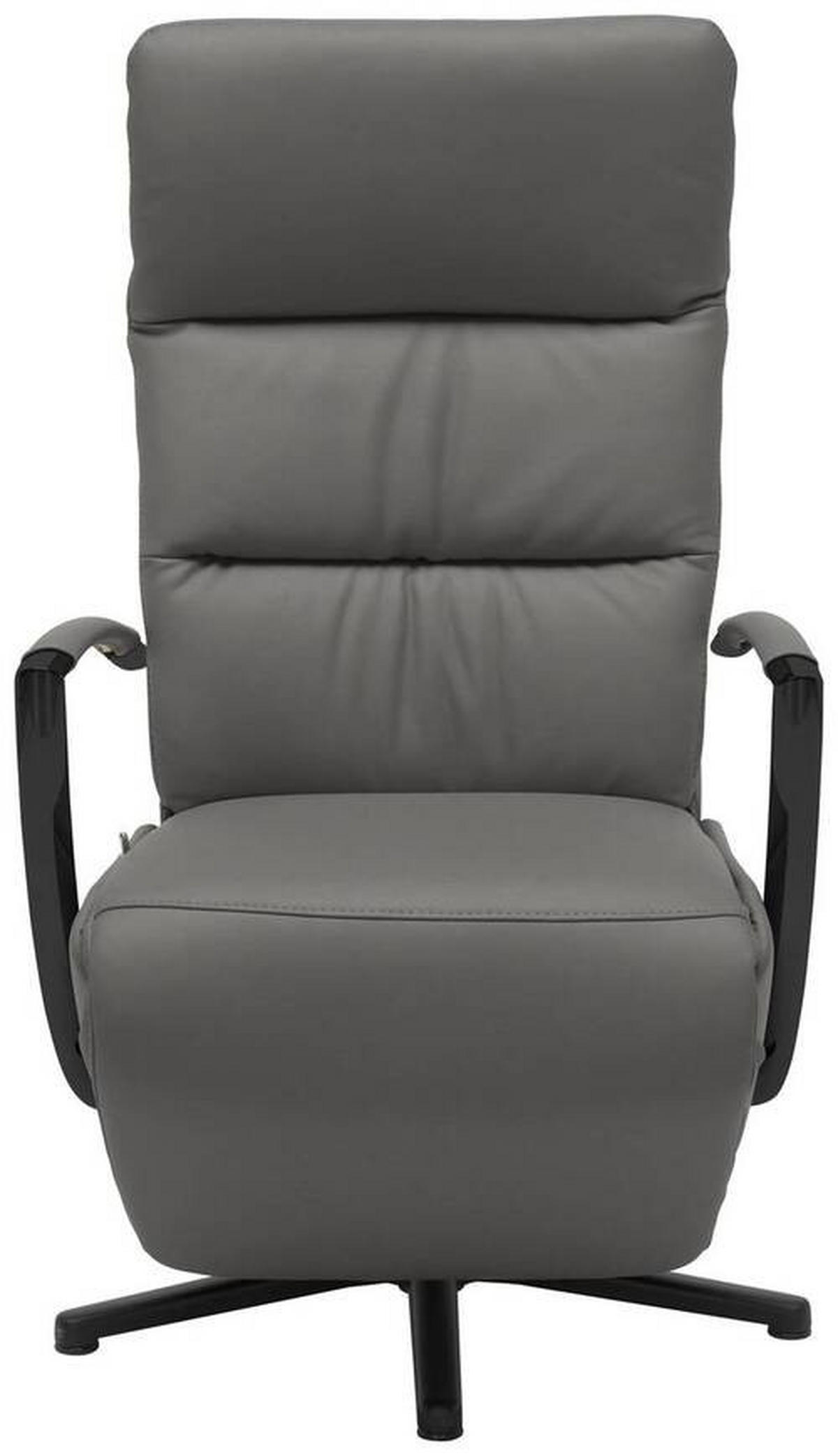 RELAXSESSEL in Leder Grau  - Schwarz/Grau, Design, Leder/Metall (64/112/80cm) - Cantus