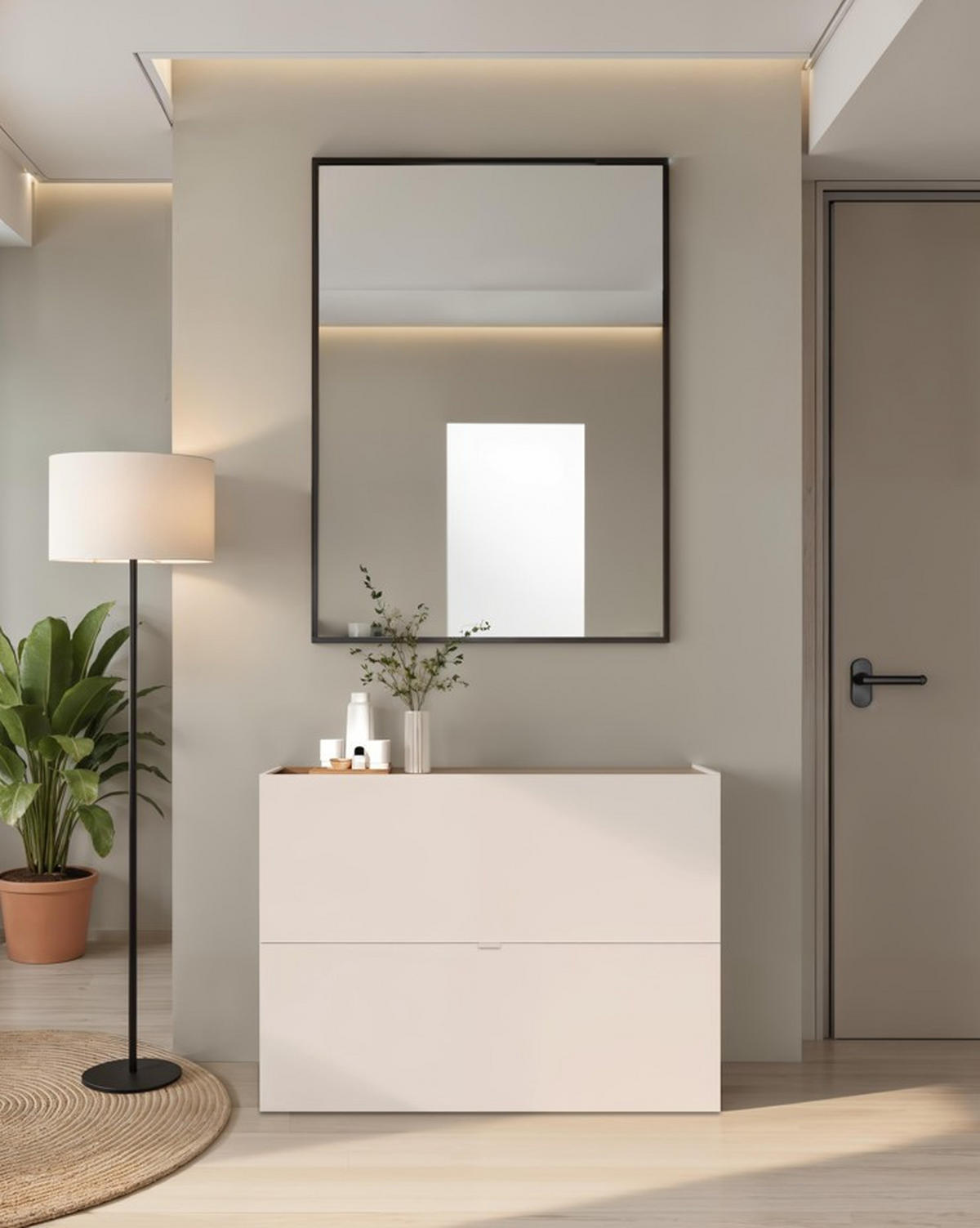 SCHUHKIPPER  in 104/77/29 cm  - Kaschmir/Eichefarben, Design, Holzwerkstoff/Metall (104/77/29cm) - MID.YOU