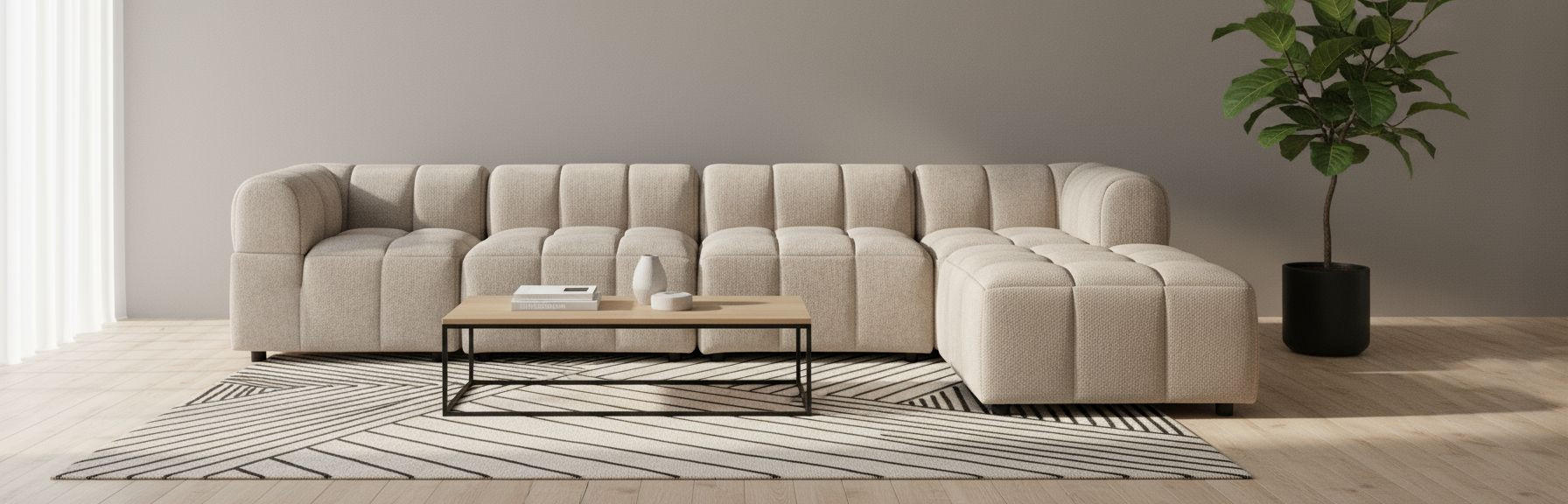 SOFAELEMENT Struktur Beige  - Beige/Schwarz, Design, Holz/Kunststoff (84/48/84cm) - MID.YOU