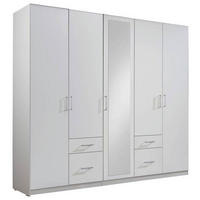 DREHTÜRENSCHRANK 225/210/58 cm 5-türig Weiß  - Silberfarben/Weiß, Design, Glas/Holzwerkstoff (225/210/58cm) - MID.YOU