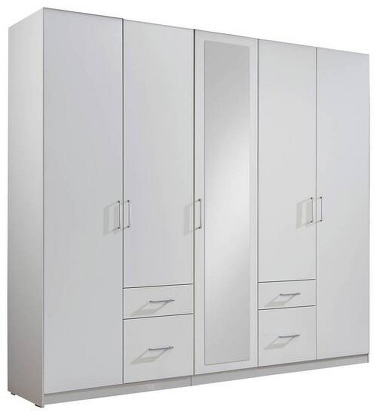 DREHTÜRENSCHRANK 225/210/58 cm 5-türig Weiß  - Silberfarben/Weiß, Design, Glas/Holzwerkstoff (225/210/58cm) - MID.YOU