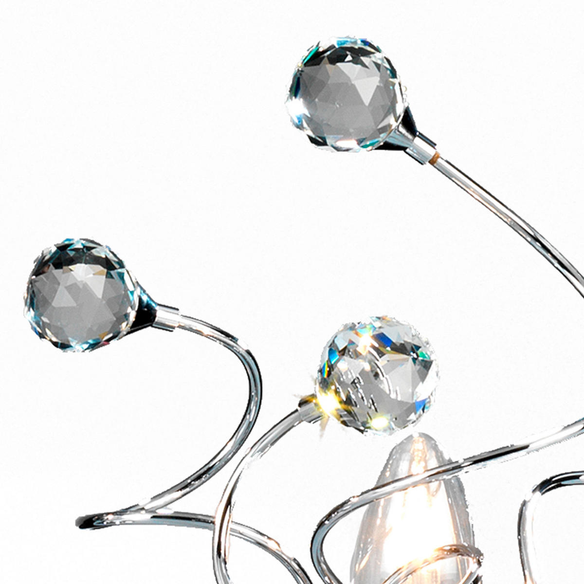 KRISTALL-TISCHLEUCHTE 23/27 cm   - Chromfarben, KONVENTIONELL, Glas/Metall (23/27cm)