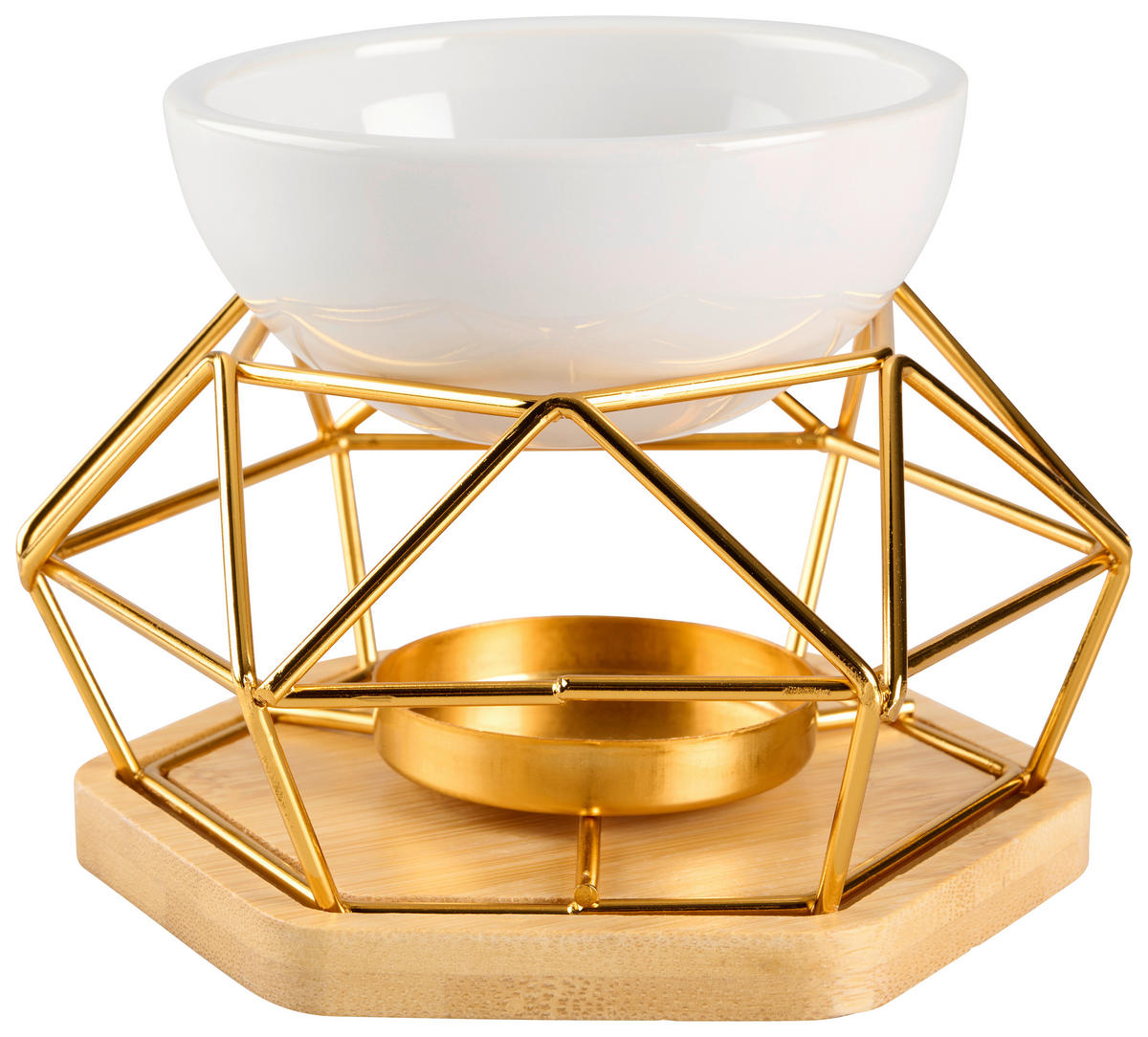 DUFTLAMPE  - Eiche Bianco/Goldfarben, Basics, Holz/Keramik (13,5/11,5/9,3cm)