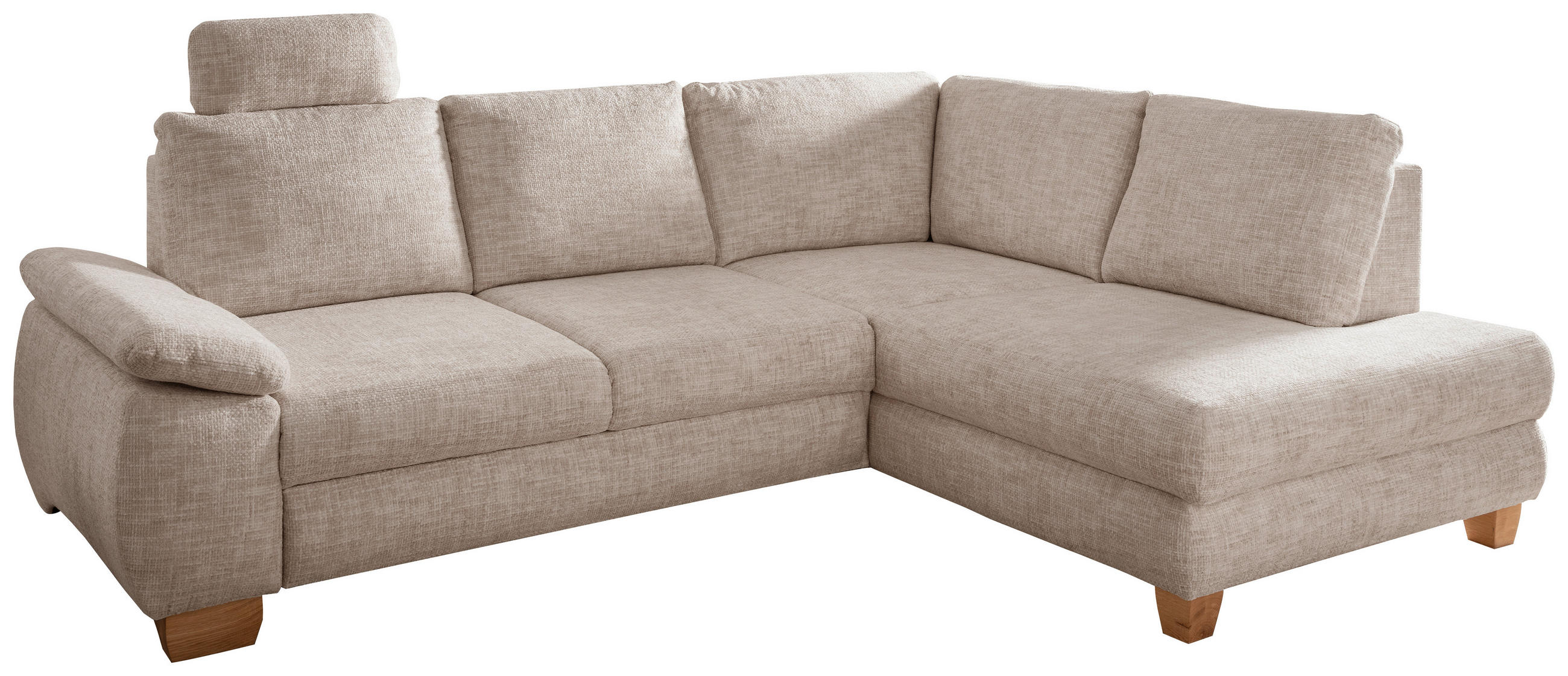 ECKSCHLAFSOFA Struktur Creme  - Wildeiche/Creme, MODERN, Holz/Textil (265/206cm) - Livetastic