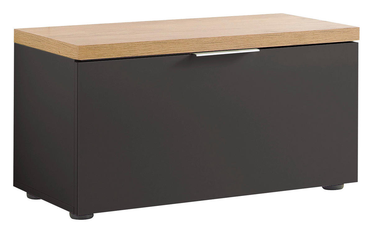 GARDEROBENBANK  in 80/42/38 cm  - Eichefarben/Anthrazit Hochglanz, Design, Kunststoff/Metall (80/42/38cm) - Xora
