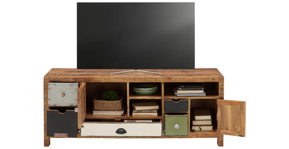 LOWBOARD  in 140/55/40 cm  - Messingfarben/Multicolor, LIFESTYLE, Holz/Metall (140/55/40cm) - Landscape