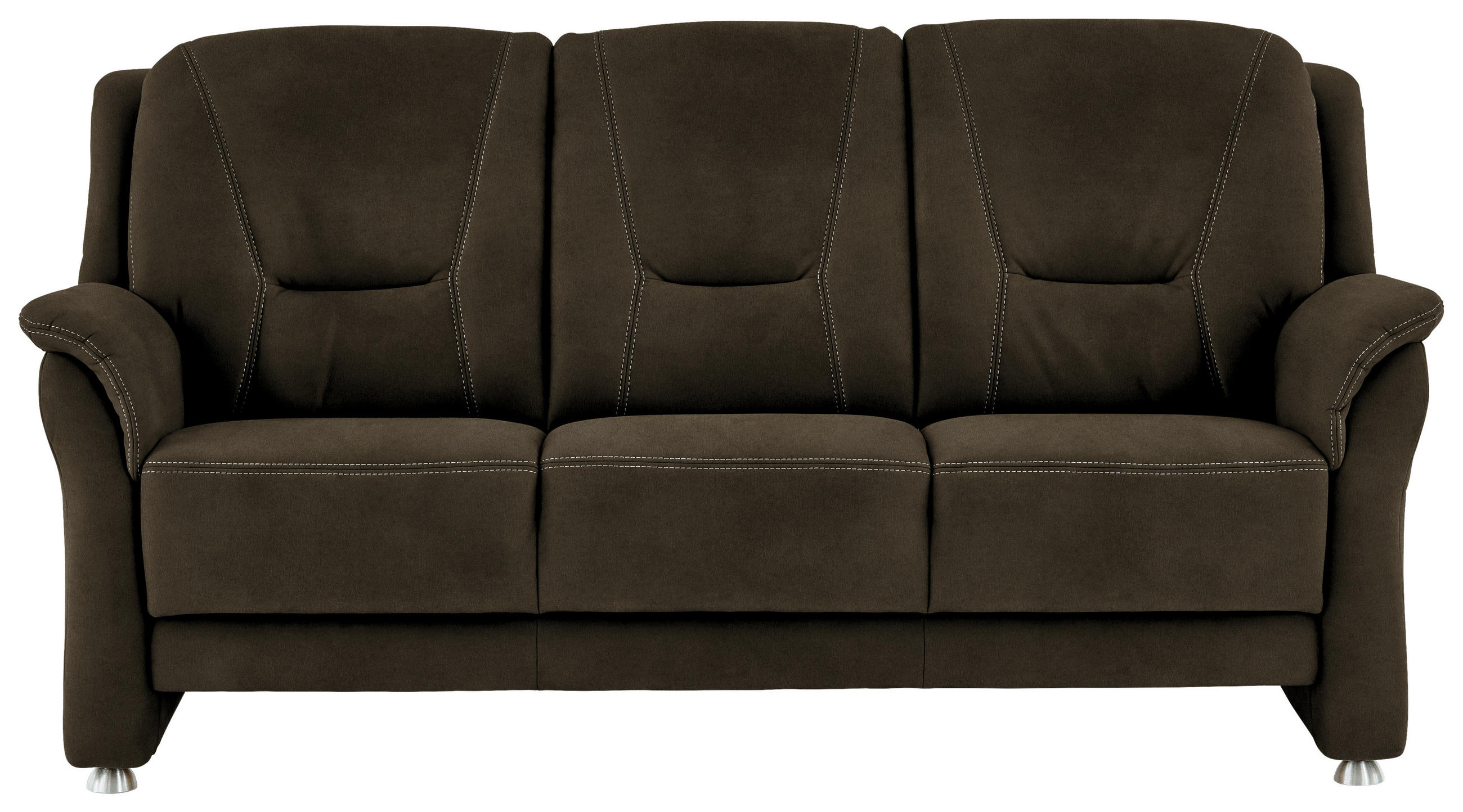 3-SITZER-SOFA in Mikrofaser Grün  - Beige/Alufarben, Konventionell, Textil/Metall (198/100/89cm) - Beldomo Comfort
