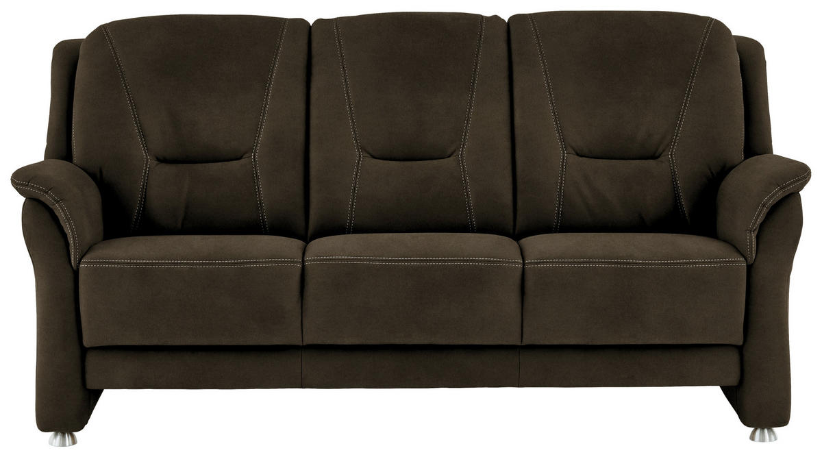3-SITZER-SOFA in Mikrofaser Grün  - Beige/Alufarben, Konventionell, Textil/Metall (198/100/89cm) - Beldomo Comfort