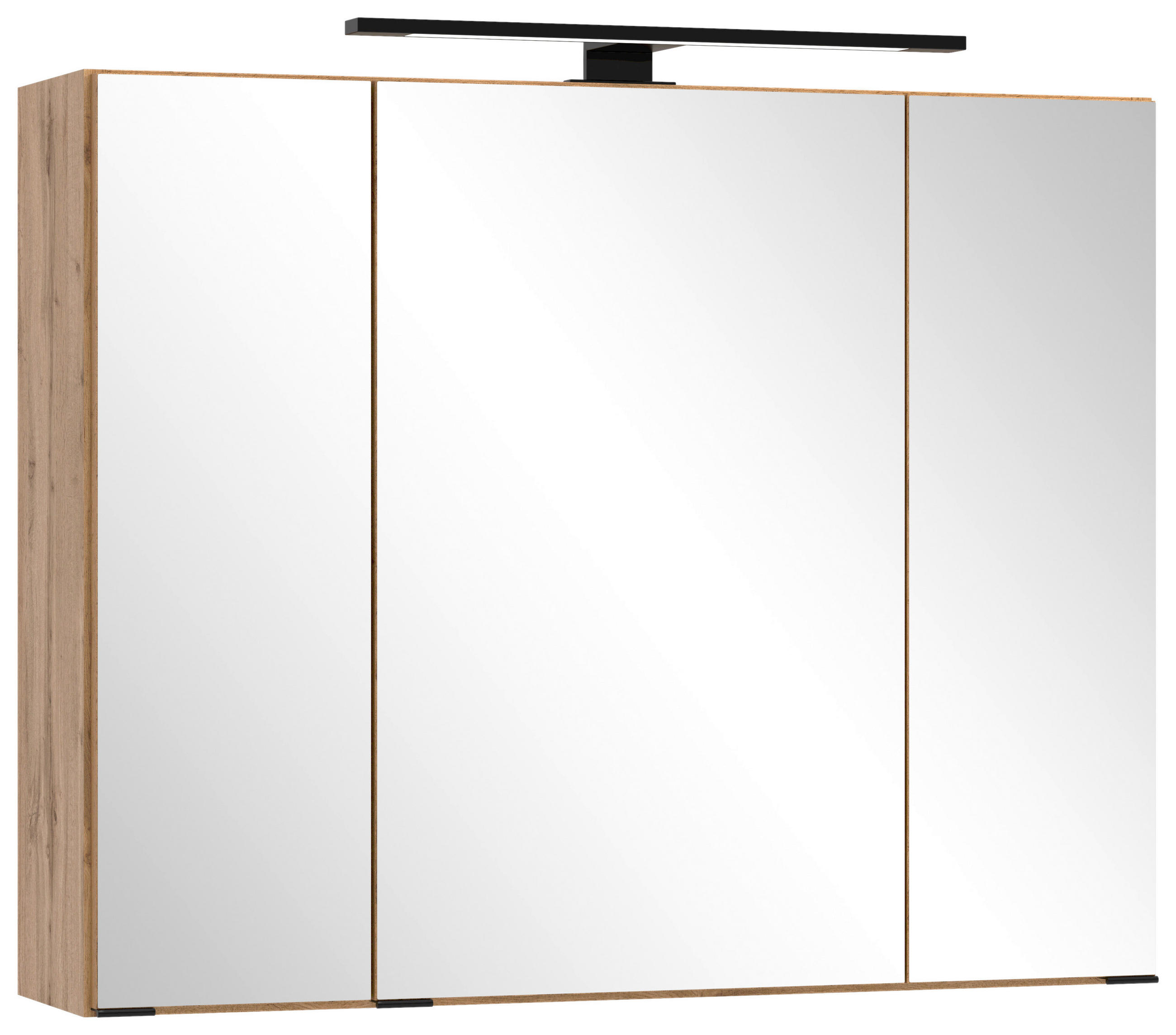 SPIEGELSCHRANK 80/67,5/20 cm  - Eiche Wotan/Schwarz, MODERN, Glas/Holzwerkstoff (80/67,5/20cm) - Held