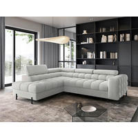 ECKSOFA FERUCCE in Teddystoff Grau  200/276 cm  - Schwarz/Grau, Design, Textil/Metall (200/276cm) - MID.YOU