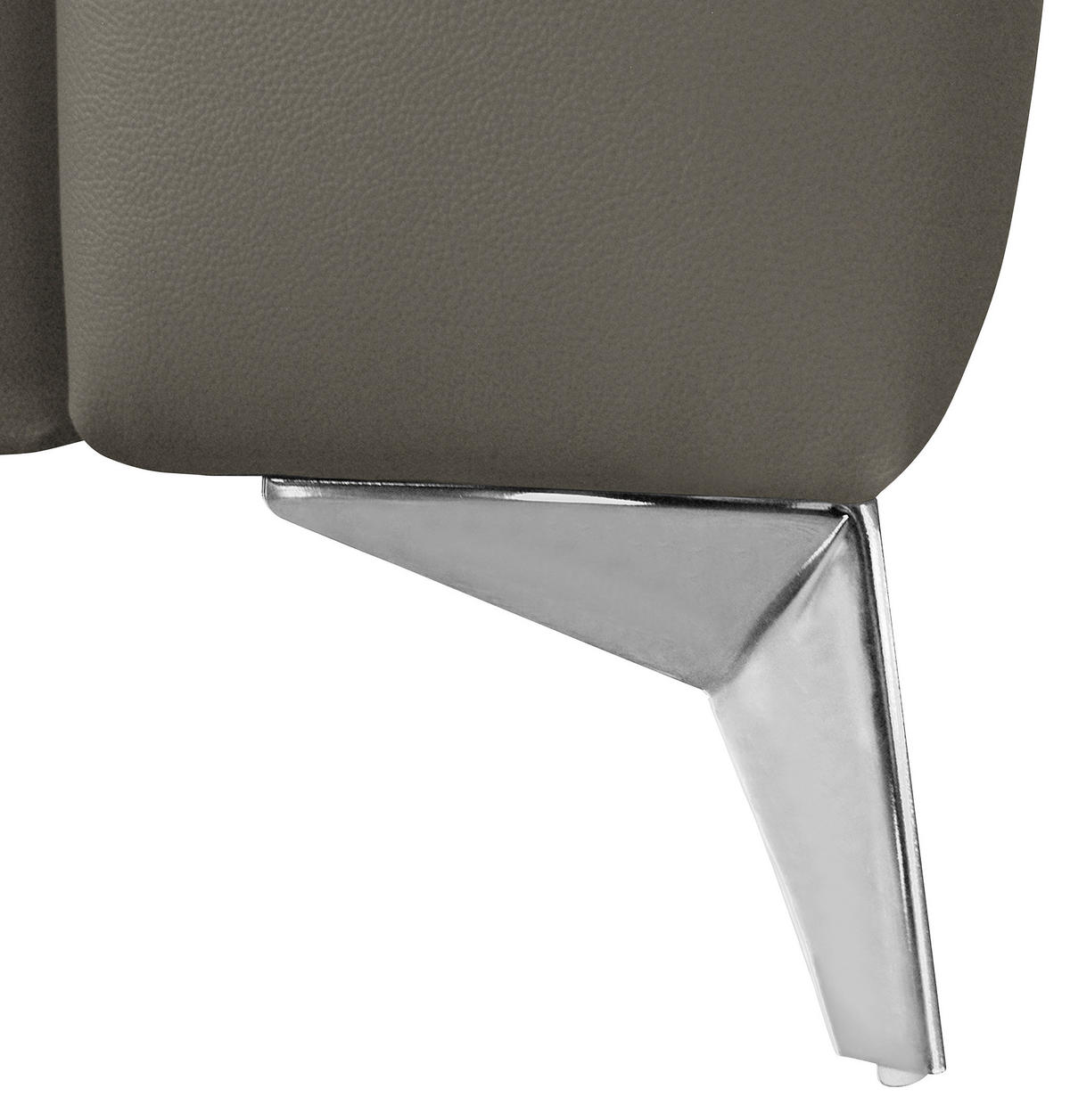 ECKSOFA MONDO Schlammfarben Echtleder Lederlook  - Chromfarben/Schlammfarben, Design, Leder/Textil (208/286cm) - Livetastic